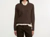 Enza Costa Cable Knit Easy Crew Sweater In Brown In Brown