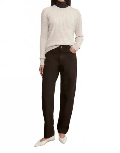 Enza Costa Cable Knit Easy Crewneck Sweater In Parchment In Neutral