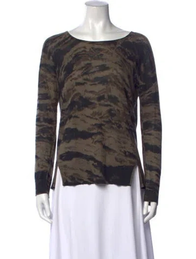 Pre-owned Enza Costa Camouflage Print Scoop Neck Top In Multicolor