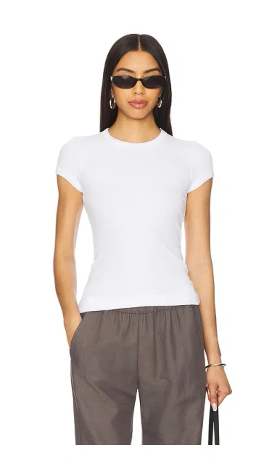 Enza Costa Cap Sleeve Crew Tee In 白色