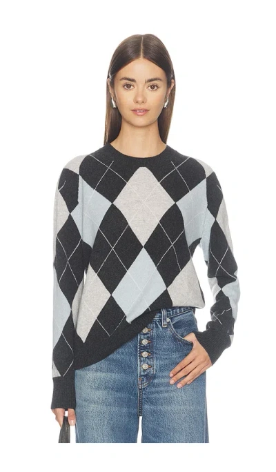 Enza Costa Sweater 스웨터 In Blue Grey Argyle