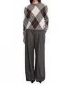 Enza Costa Cashmere Argyle Sweater In Grey In Gray