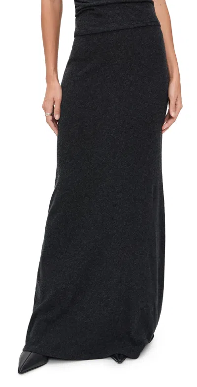 Enza Costa Cashmere Bias Skirt Charcoal In Black
