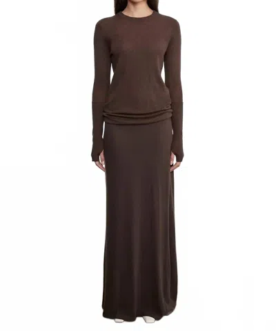 Enza Costa Cashmere Bias Skirt In Dark Brown