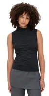 Enza Costa Cashmere Blend Sleeveless Twist Top Charcoal In Black