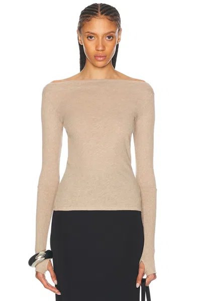 Enza Costa Cashmere Boatneck Top In Khaki