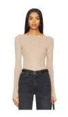 Enza Costa Cashmere Boatneck Top In Tan