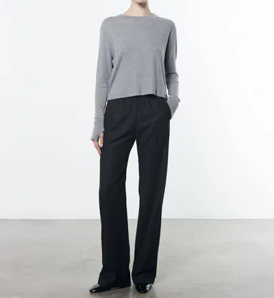 Enza Costa Cashmere Boxy Long Sleeves Crew Tee In Khaki In Grey