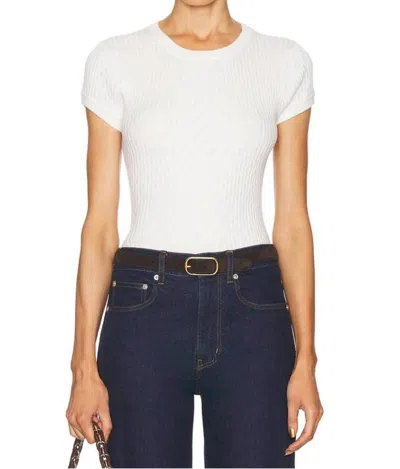 Enza Costa Cashmere Cotton Pointelle Cap Sleeve Crewneck Top In White