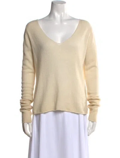 Pre-owned Enza Costa Cashmere Crew Neck Sweater In Neutral