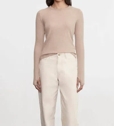 Enza Costa Cashmere Crewneck Top In Khaki In Green