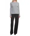 Enza Costa Cashmere Cuffed Crew Neck Sweater In Smoke In Gray