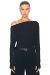 Enza Costa Cashmere Cuffed Off-shoulder Long Sleeve In Black
