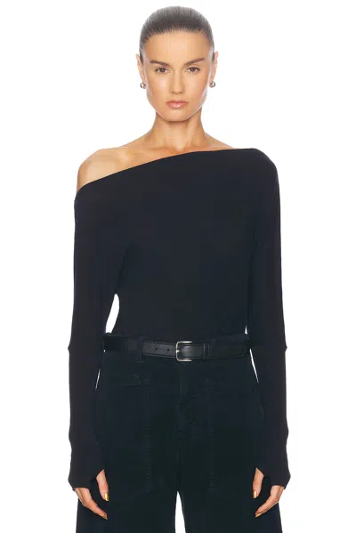 ENZA COSTA CASHMERE CUFFED OFF SHOULDER LONGSLEEVE TOP