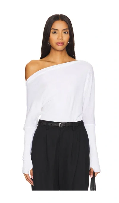 Enza Costa Cashmere Cuffed Off Shoulder Top In White