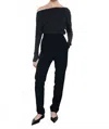 Enza Costa Cashmere Cuffed Off The Shoulder Long Sleeve Top In Charcoal In Black