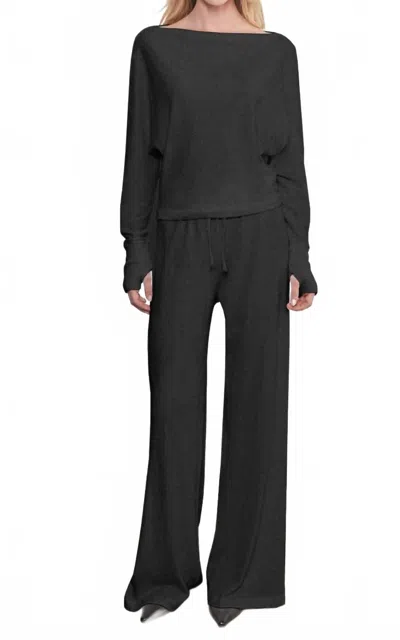 Enza Costa Cashmere Dolman Top In Charcoal In Black