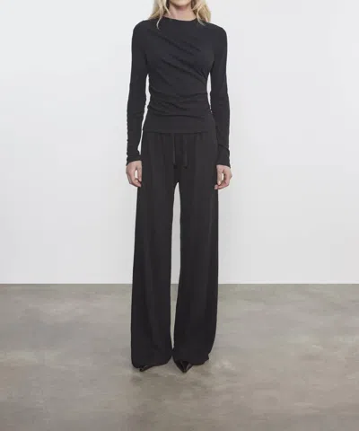 Enza Costa Cashmere Draped L/s Crew In Black