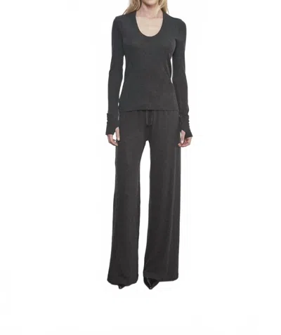 Enza Costa Cashmere Drawcord Pant In Charcoal In Black
