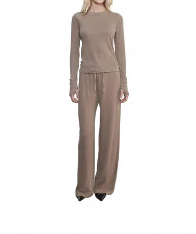 Enza Costa Tissue Cashmere Drawcord Pant In Walnut In Neutral