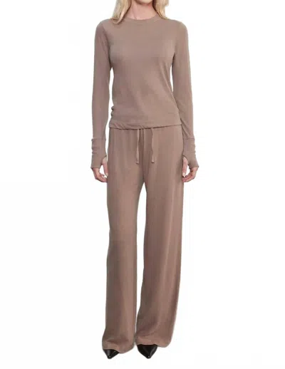 Enza Costa Cashmere Drawcord Pant In Walnut In Brown