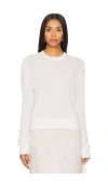 Enza Costa Linen Open Knit Crewneck Sweater In Cream In Ivory