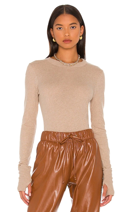 Enza Costa Cashmere Easy Cuffed Crew In Khaki