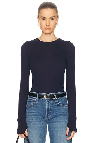 Enza Costa Cashmere Easy Cuffed Crewneck Top In Blue