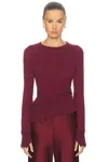 Enza Costa Cashmere Easy Long Sleeve Crew Sweater In Burgundy In Burgundy