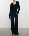 Enza Costa Cashmere Easy Cuffed U Top In Black In Black