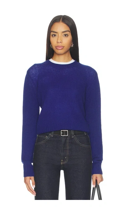Enza Costa Cashmere Easy Long Sleeve Crew In Blue
