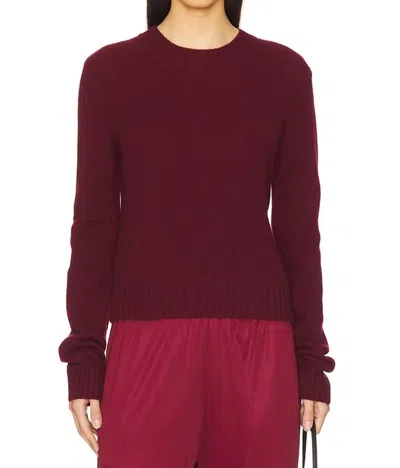 Enza Costa Cashmere Easy Long Sleeve Crew In Burgundy