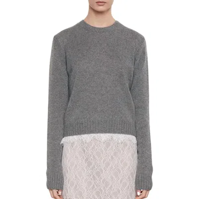 Enza Costa Cashmere Easy Long Sleeve Crew In Thunder In Gray