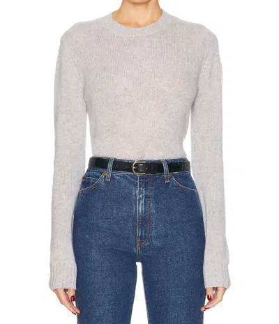 Enza Costa Cashmere Easy Long Sleeve Crew Neck Sweater In Heather Grey In Gray