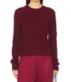Enza Costa Cashmere Easy Long Sleeve Crew Sweater In Burgundy In Red