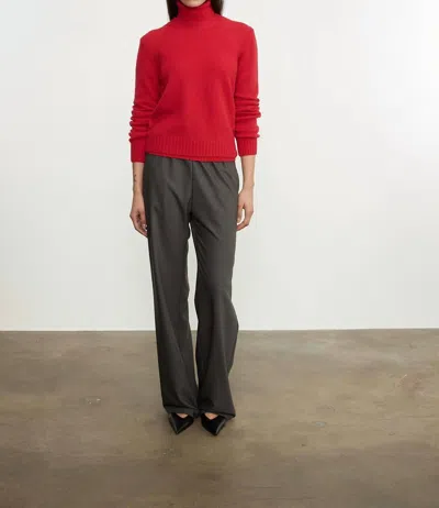 Enza Costa Cashmere Easy Long Sleeve Crew Top In Classic Red
