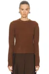Enza Costa Cashmere Easy Long Sleeve Crewneck Sweater In Brown