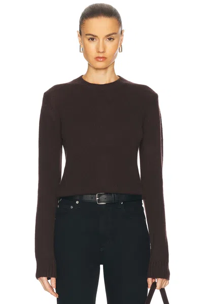 Enza Costa Cashmere Easy Long Sleeve Crewneck Sweater In Dark Brown