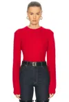 Enza Costa Cashmere Easy Long Sleeve Crewneck Sweater In Red