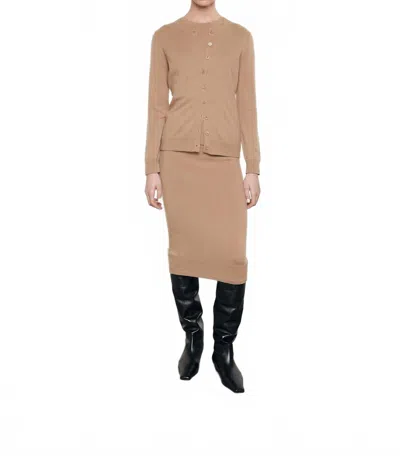 ENZA COSTA CASHMERE EASY LONG SLEEVES CREW TEE IN BEIGE
