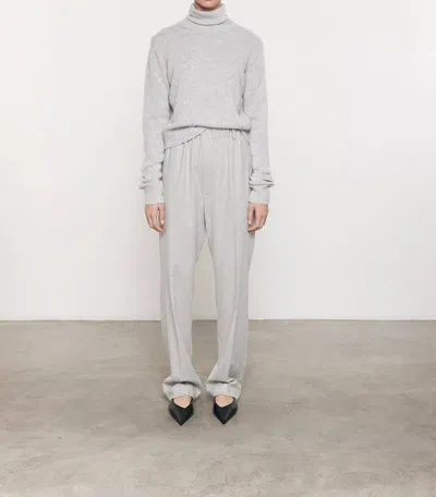 Enza Costa Cashmere Easy Long Sleeves Crew Tee In Heather Grey In Gray