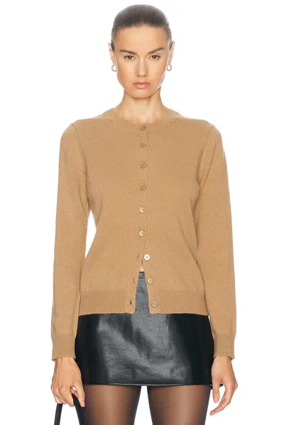Enza Costa Cashmere Fitted Cardigan In Beige