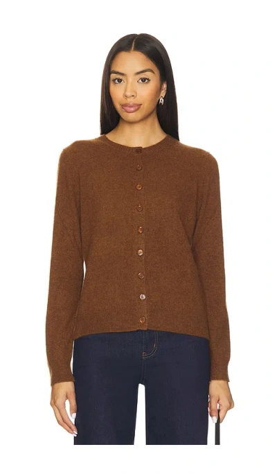 Enza Costa Cashmere Fitted Cardigan In Brown