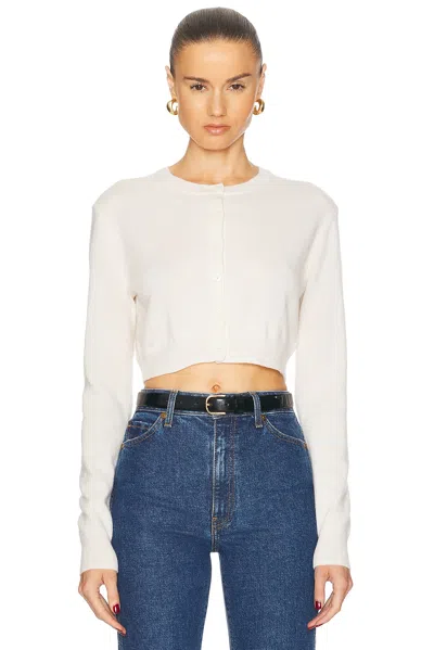 Enza Costa Cashmere Fitted Cardigan In Chalk