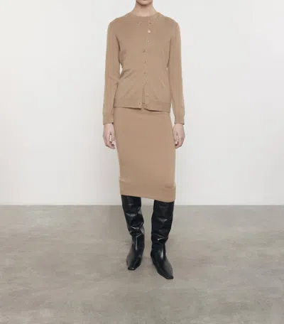 Enza Costa Cashmere Fitted Cardigan In Beige
