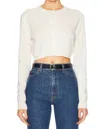 Enza Costa Cashmere Fitted Cardigan In Chalk In White