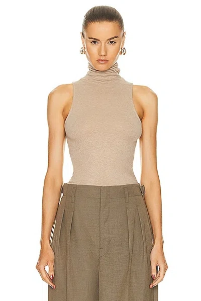 Enza Costa Cashmere Halter Turtleneck Top In Khaki