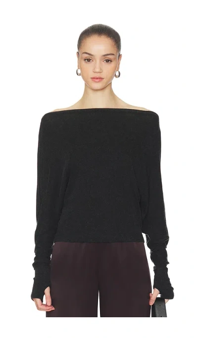 Enza Costa Cashmere Jersey Dolman Top In Black