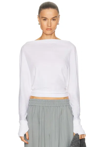 Enza Costa Cashmere Jersey Dolman Top In White