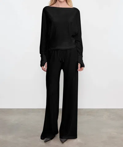 Enza Costa Cashmere Jersey Drawcord Pants In Black